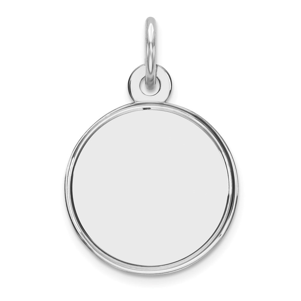 Sterling Silver Rhodium Plated Eng. Rnd Polish Front/back Disc Charm