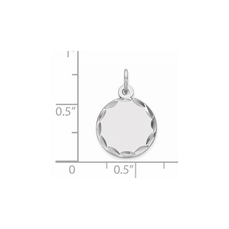 Sterling Silver Rhodium Plated Eng. Rnd Polish Front/back Disc Charm