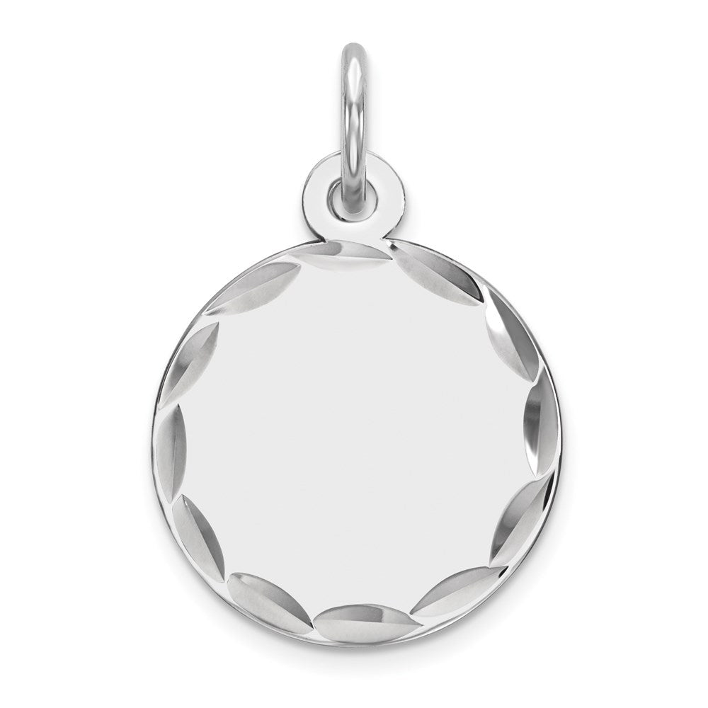 Sterling Silver Rhodium Plated Eng. Rnd Polish Front/back Disc Charm