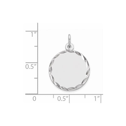 Sterling Silver Rhodium Plated Eng. Rnd Polish Front/back Disc Charm