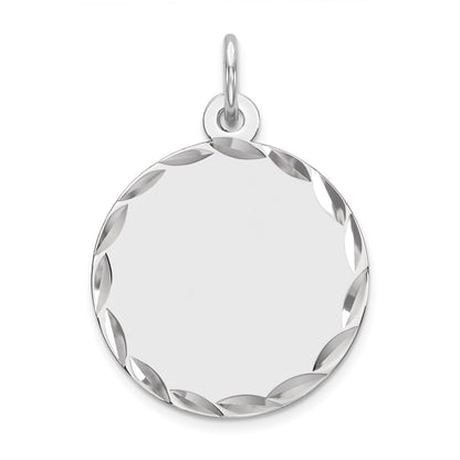 Sterling Silver Rhodium Plated Eng. Rnd Polish Front/back Disc Charm