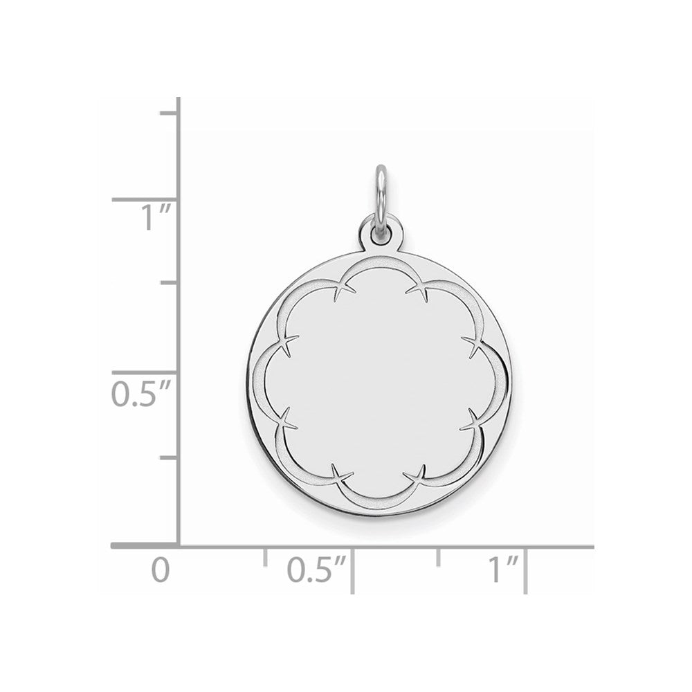 Sterling Silver Rhodium Plated Eng. Rnd Polish Front/back Disc Charm