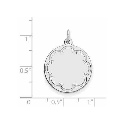 Sterling Silver Rhodium Plated Eng. Rnd Polish Front/back Disc Charm