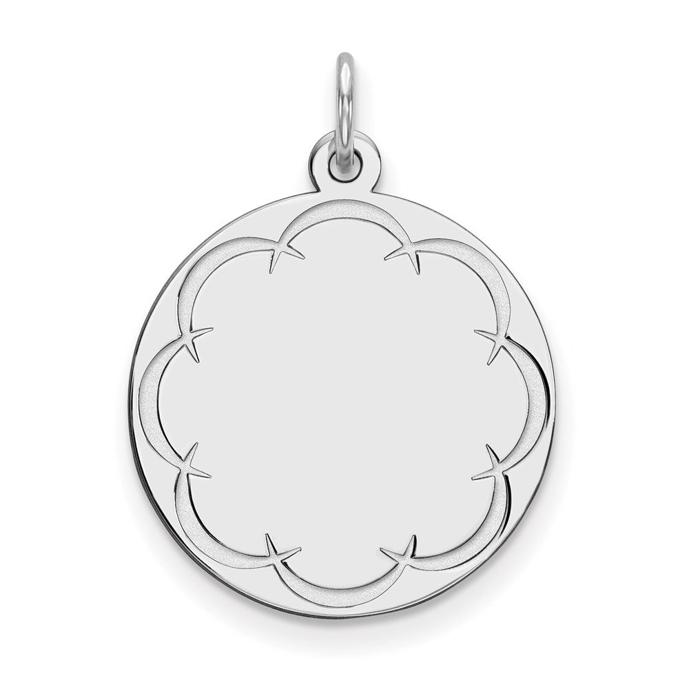 Sterling Silver Rhodium Plated Eng. Rnd Polish Front/back Disc Charm