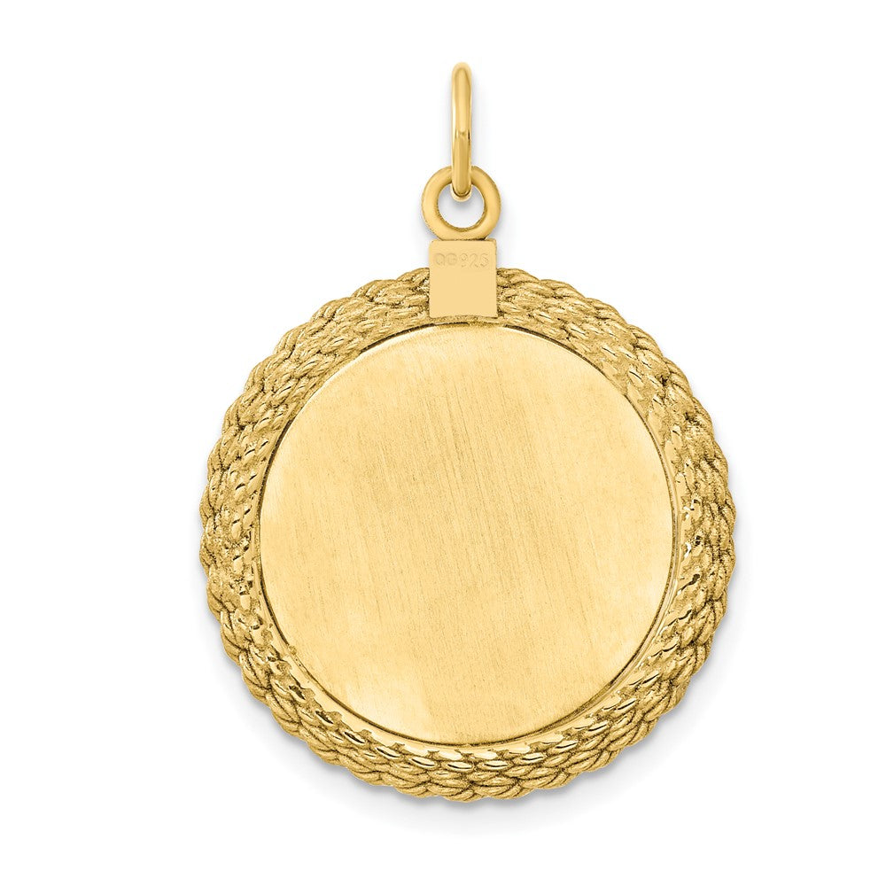 Ss/Gold Plated Ss Gold Plate Engraveable Round With Rope Polished Front/Satin Back Disc