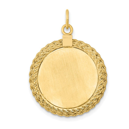 Ss/Gold Plated Ss Gold Plate Engraveable Round With Rope Polished Front/Satin Back Disc