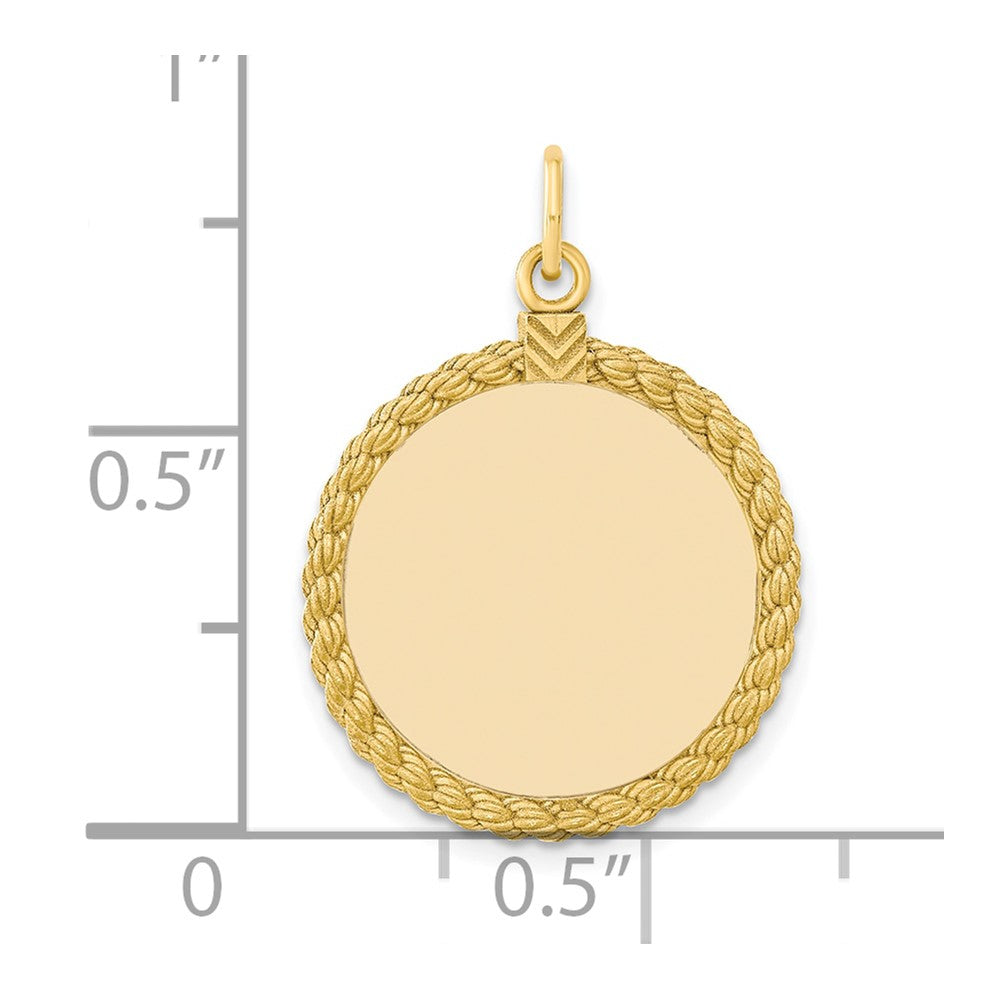 Ss/Gold Plated Ss Gold Plate Engraveable Round With Rope Polished Front/Satin Back Disc