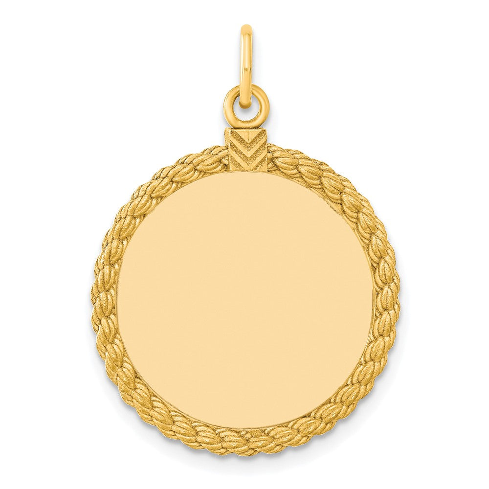 Ss/Gold Plated Ss Gold Plate Engraveable Round With Rope Polished Front/Satin Back Disc