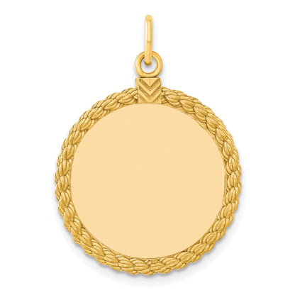 Ss/Gold Plated Ss Gold Plate Engraveable Round With Rope Polished Front/Satin Back Disc