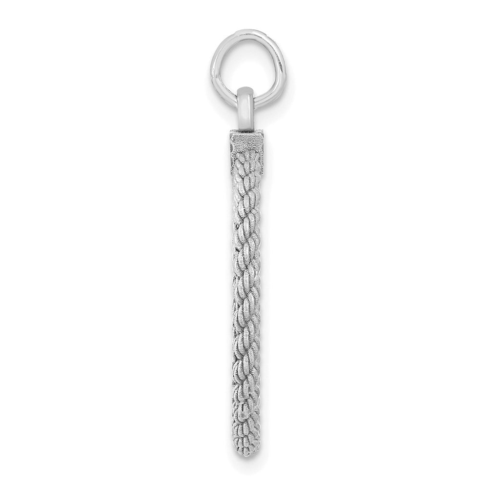 Sterling Silver Ss Rh-Plt Engraveable Round With Rope Polished Front/Satin Back Disc