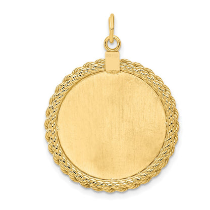 Ss/Gold Plated Sterling Silver Gp Engraveable Round With Rope Polished Disc