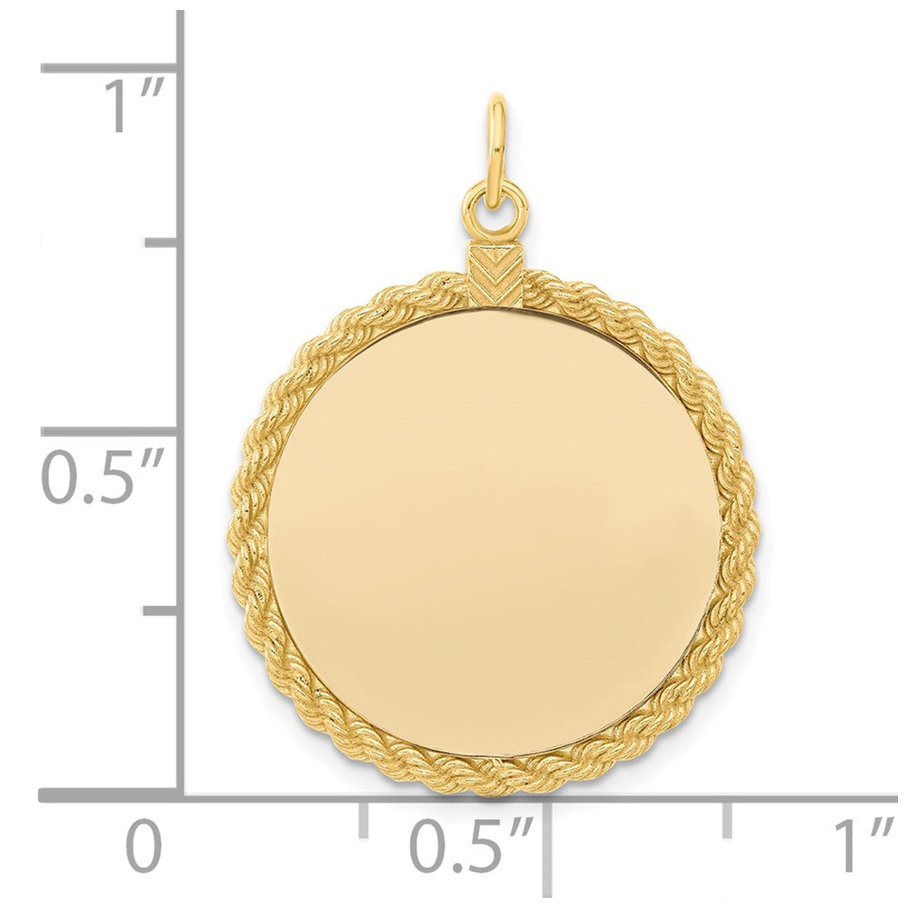 Ss/Gold Plated Sterling Silver Gp Engraveable Round With Rope Polished Disc