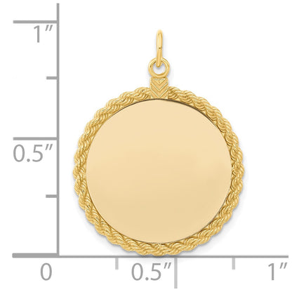 Ss/Gold Plated Sterling Silver Gp Engraveable Round With Rope Polished Disc