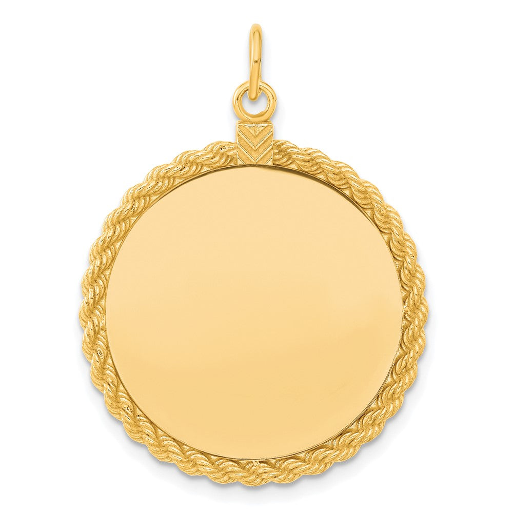 Ss/Gold Plated Sterling Silver Gp Engraveable Round With Rope Polished Disc