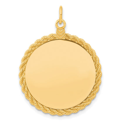 Ss/Gold Plated Sterling Silver Gp Engraveable Round With Rope Polished Disc