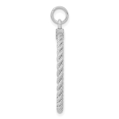 Sterling Silver Ss Rh-Plt Engraveable Round With Rope Polished Front/Satin Back Disc