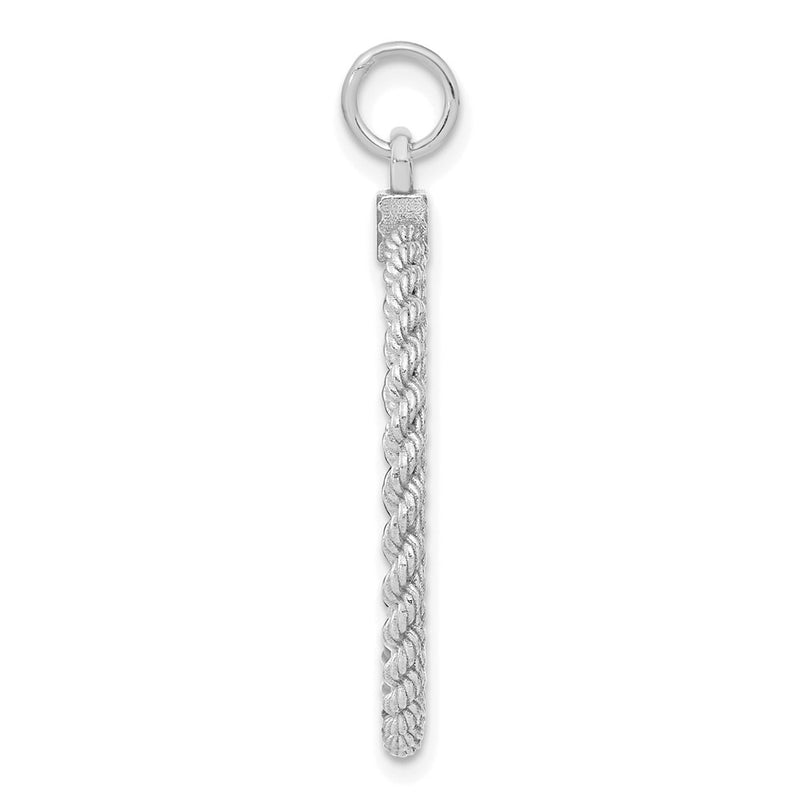 Sterling Silver Ss Rh-Plt Engraveable Round With Rope Polished Front/Satin Back Disc