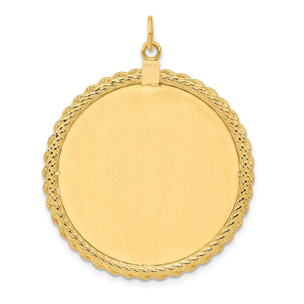 Ss/Gold Plated Sterling Silver Gp Engraveable Round With Rope Polished Disc