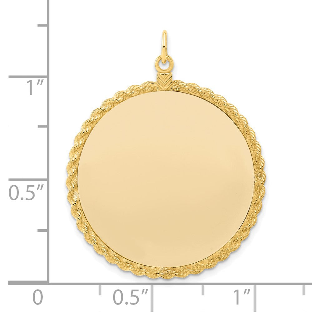 Ss/Gold Plated Sterling Silver Gp Engraveable Round With Rope Polished Disc