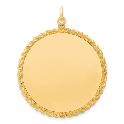 Ss/Gold Plated Sterling Silver Gp Engraveable Round With Rope Polished Disc