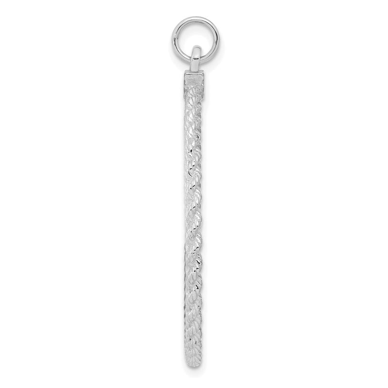 Sterling Silver Ss Rh-Plt Engraveable Round With Rope Polished Front/Satin Back Disc