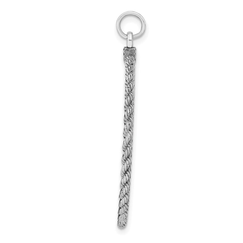 Sterling Silver Sterl Rh-Plt Engraveable Round With Rope Polished Front/Back Disc