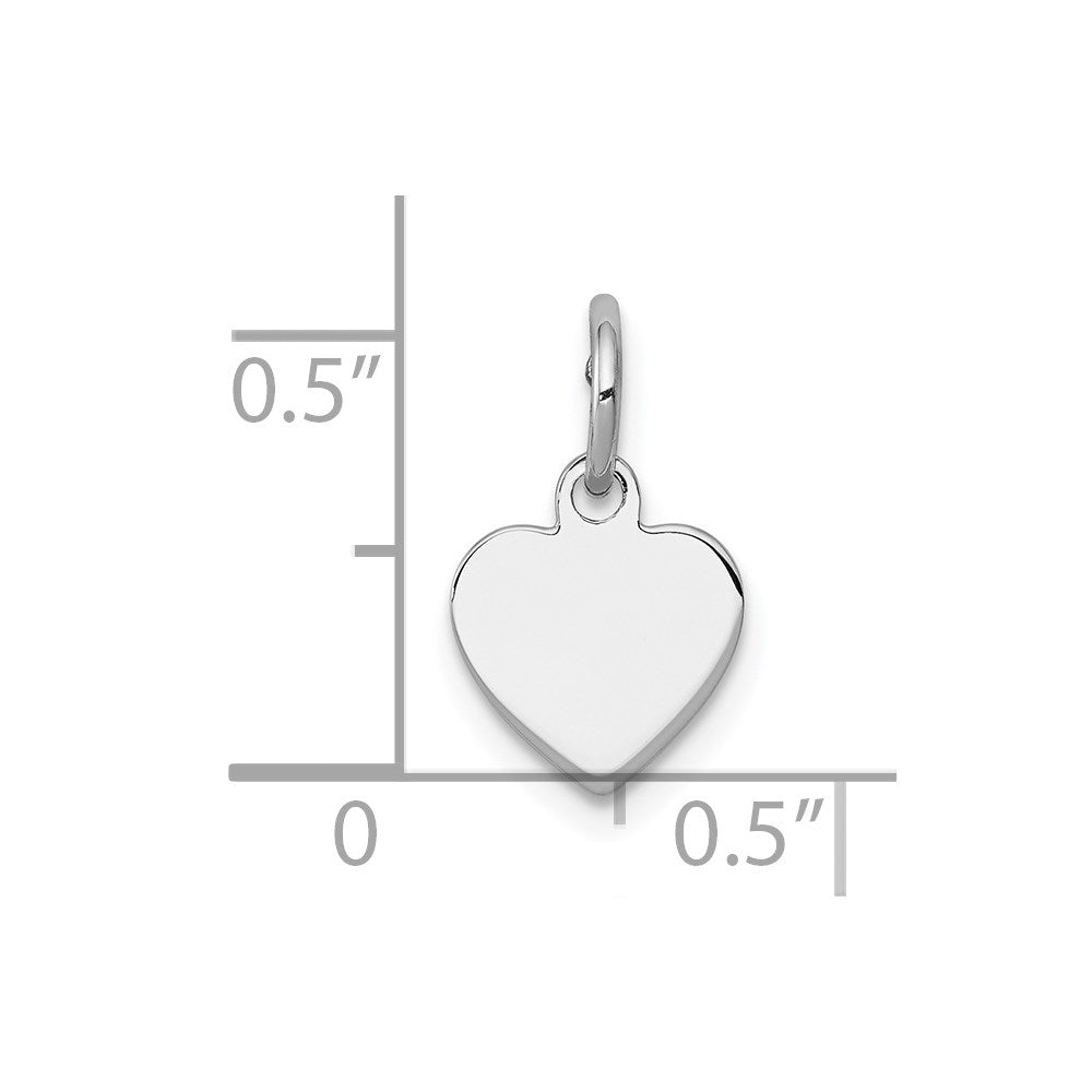 Sterling Silver Rh-Plt Engraveable Heart Polished Front/back Disc Charm