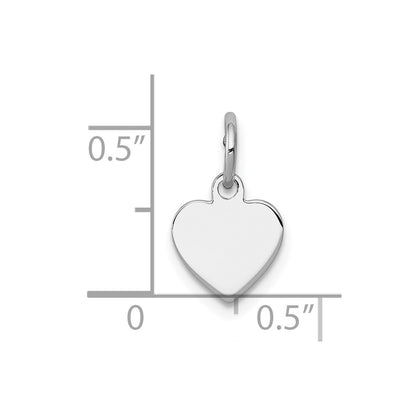 Sterling Silver Rh-Plt Engraveable Heart Polished Front/back Disc Charm