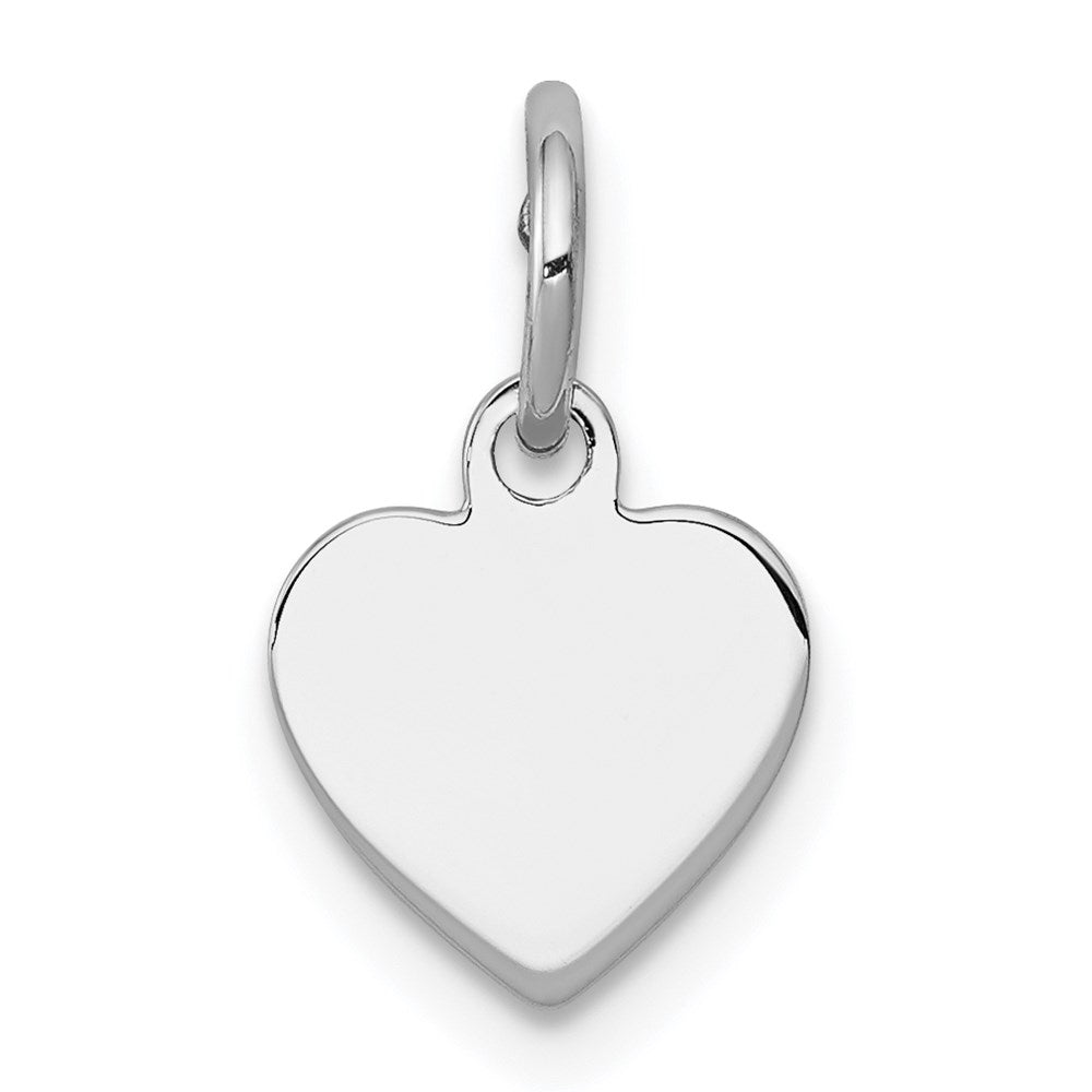 Sterling Silver Rh-Plt Engraveable Heart Polished Front/back Disc Charm