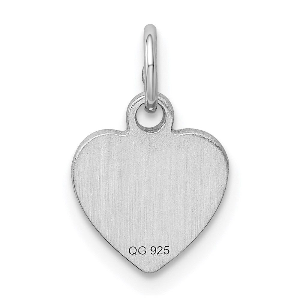 Sterling Silver Rh-Plt Engraveable Heart Polished Front/back Disc Charm