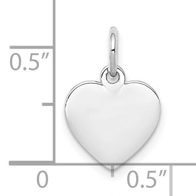 Sterling Silver Rh-Plt Engraveable Heart Polished Front/Back Disc Charm