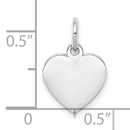 Sterling Silver Rh-Plt Engraveable Heart Polished Front/Back Disc Charm