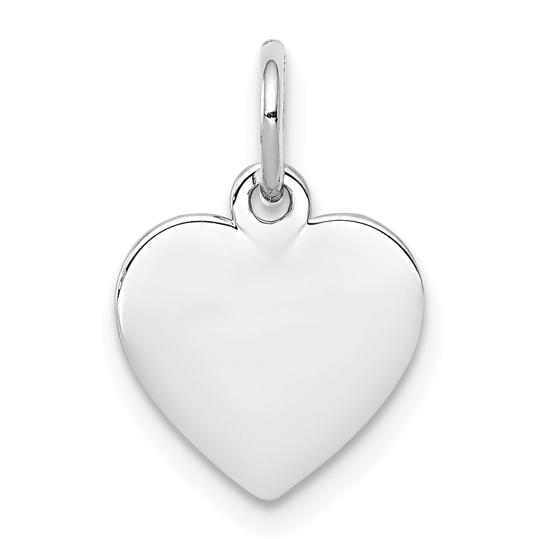Sterling Silver Rh-Plt Engraveable Heart Polished Front/Back Disc Charm