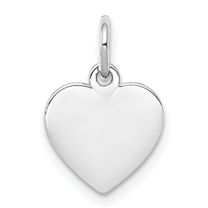 Sterling Silver Rh-Plt Engraveable Heart Polished Front/Back Disc Charm