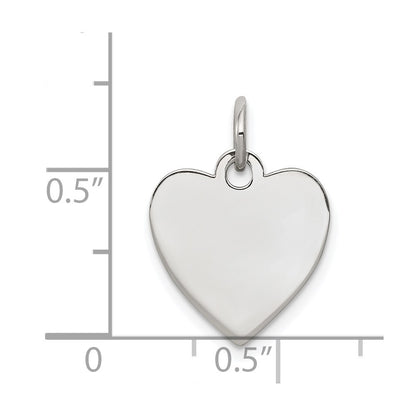 Sterling Silver Rh-Plt Engraveable Heart Polished Front/back Disc Charm