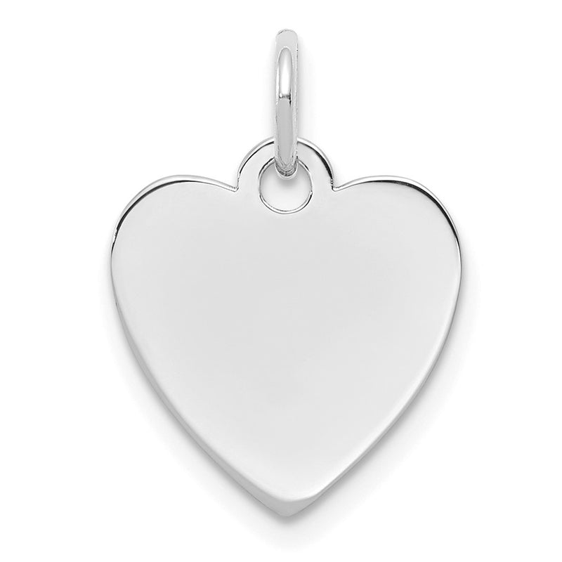 Sterling Silver Ss Rh-Plt Engraveable Heart Polished Front/Satin Back Disc Charm