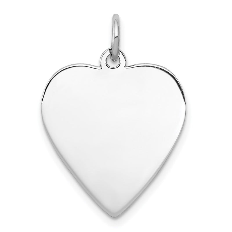 Sterling Silver Ss Rh-Plt Engraveable Heart Polished Front/Satin Back Disc Charm
