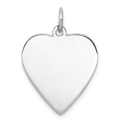Sterling Silver Rh-Plt Engraveable Heart Polished Front/back Disc Charm