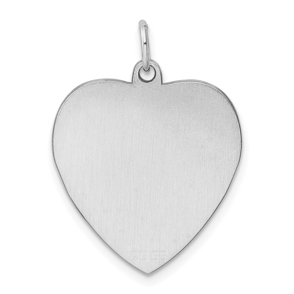 Sterling Silver Rh-Plt Engraveable Heart Polished Front/back Disc Charm