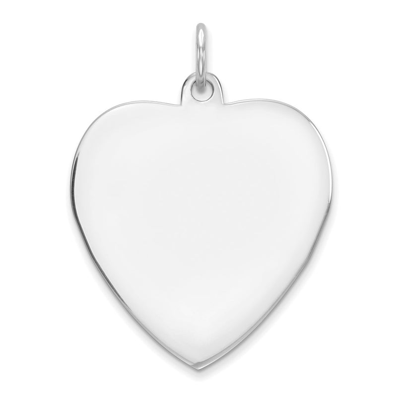 Sterling Silver Rh-Plt Engraveable Heart Polished Front/back Disc Charm