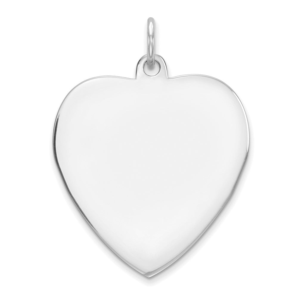 Sterling Silver Rh-Plt Engraveable Heart Polished Front/back Disc Charm