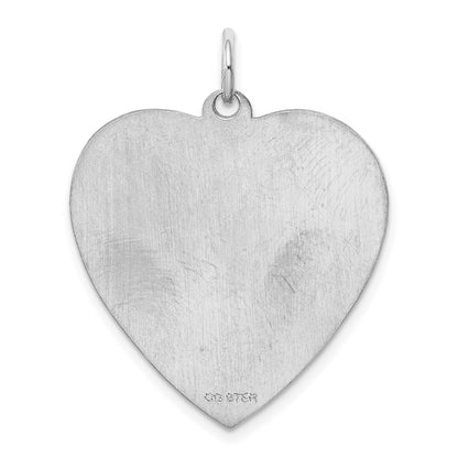 Sterling Silver Rh-Plt Engraveable Heart Polished Front/back Disc Charm