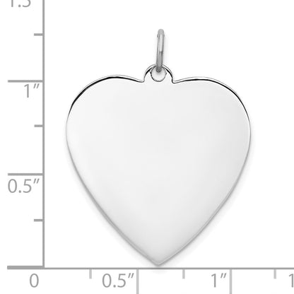 Sterling Silver Rh-Plt Engraveable Heart Polished Front/back Disc Charm