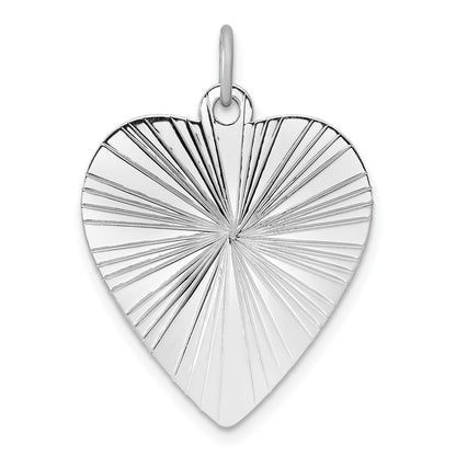 Sterling Silver Ss Rh-Plt Engraveable Heart Polished Front/Satin Back Disc Charm
