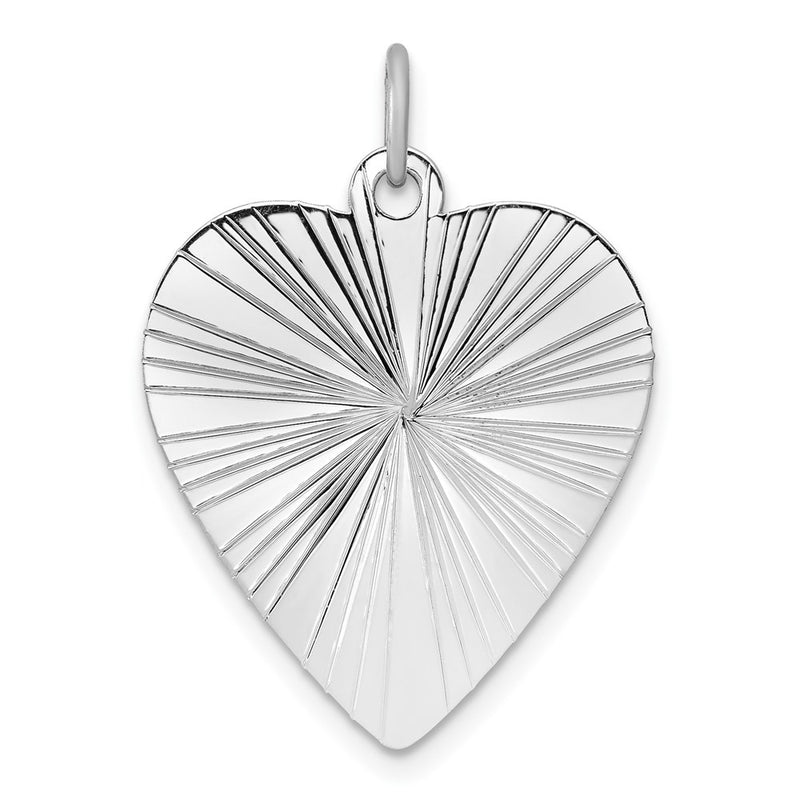 Sterling Silver Ss Rh-Plt Engraveable Heart Polished Front/Satin Back Disc Charm