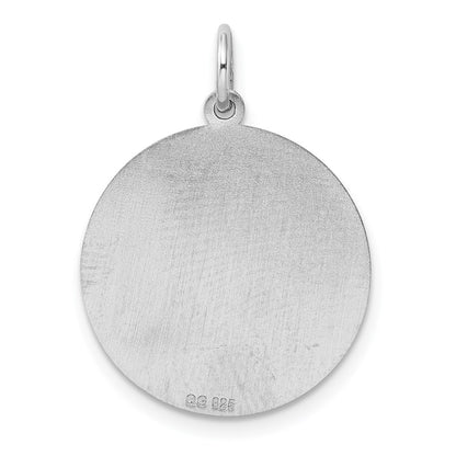 Sterling Silver Ss Rh-Plt Engraveable Round Polished Front/Satin Back Disc Charm