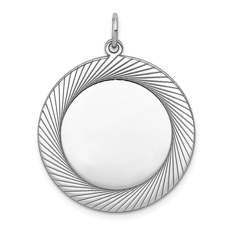 Sterling Silver Ss Rh-Plt Engraveable Round Polished Front/Satin Back Disc Charm