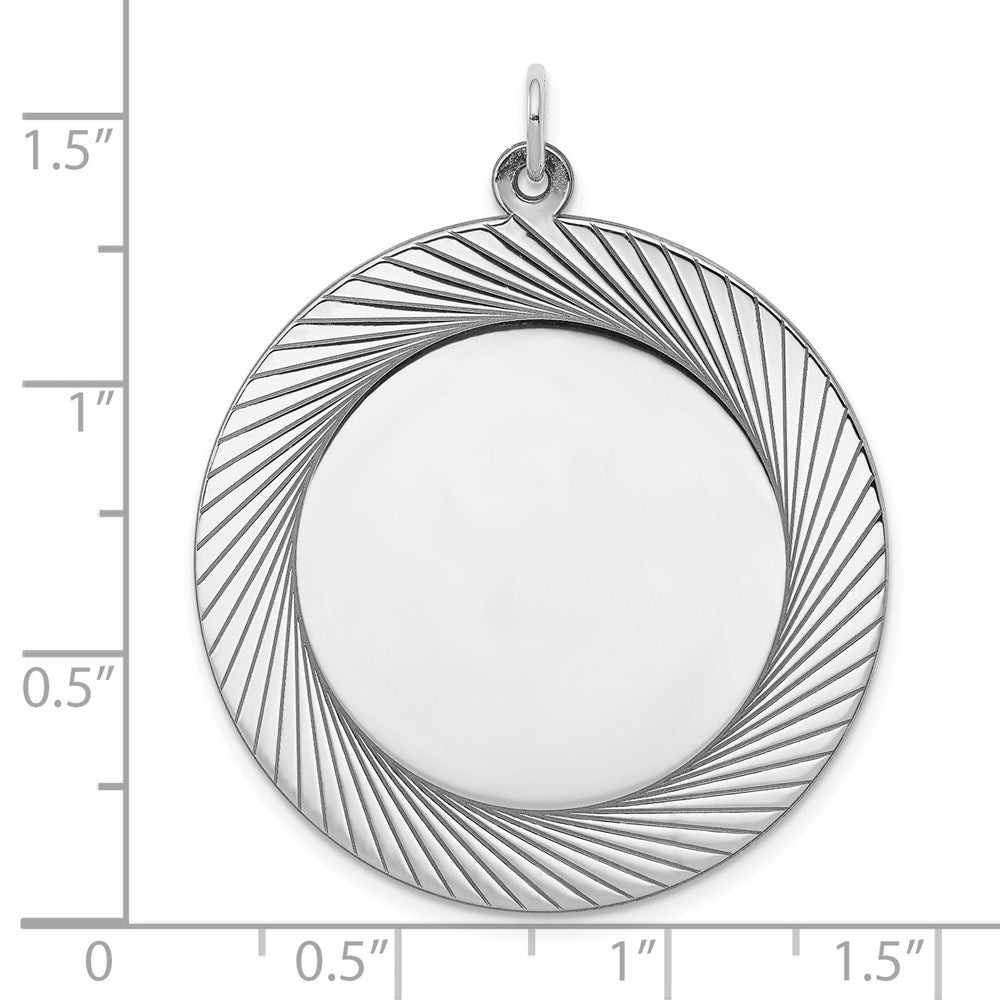 Sterling Silver Ss Rh-Plt Engraveable Round Polished Front/Satin Back Disc Charm