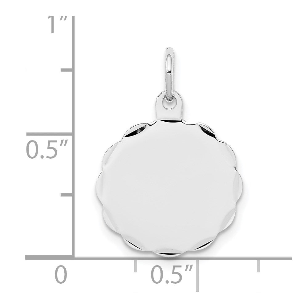 Sterling Silver Rh-Plt Engraveable Polished Front/Satin Back Disc Charm