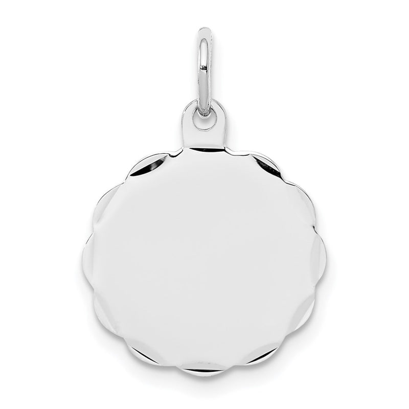 Sterling Silver Rh-Plt Engraveable Polished Front/Satin Back Disc Charm